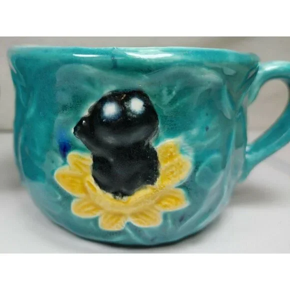 Vintage Ceramic Blue Abstract Hand Painted Serveware Coffee Mug Set Of 2 1988 - Picture 5 of 9